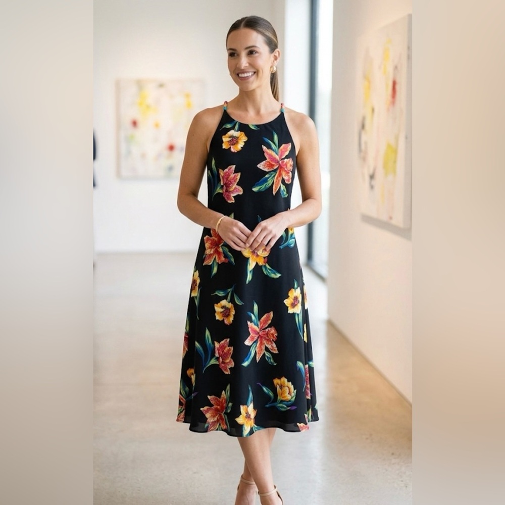 Deborah Laws vintage 1980’s - 1990’s Floral  Midi Dress